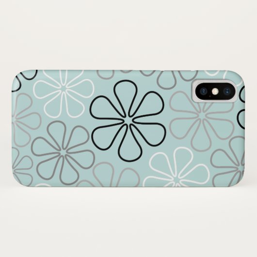 Abstracte grote bloemcontouren BWG + eendenei blau Case-Mate iPhone Case (Achterkant (horizontaal))