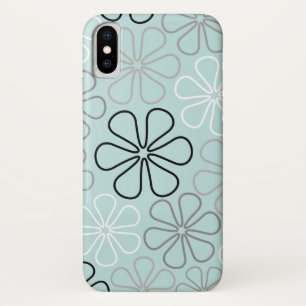 Abstracte grote bloemcontouren BWG + eendenei blau Case-Mate iPhone Case