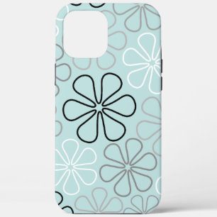 Abstracte grote bloemcontouren BWG + eendenei blau Case-Mate iPhone Case