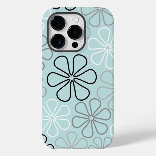 Abstracte grote bloemcontouren BWG + eendenei blau Case-Mate iPhone Case (Achterkant)
