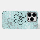 Abstracte grote bloemcontouren BWG + eendenei blau Case-Mate iPhone Case (Achterkant (horizontaal))