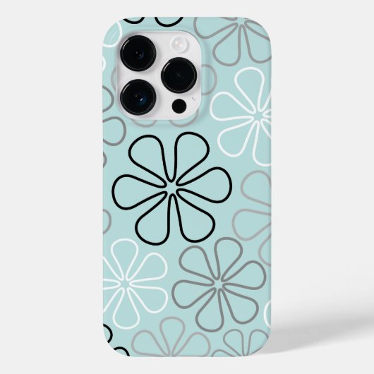 Abstracte grote bloemcontouren BWG + eendenei blau Case-Mate iPhone Case (Achterkant)