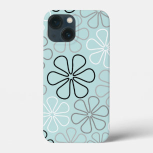 Abstracte grote bloemcontouren BWG + eendenei blau Case-Mate iPhone Case