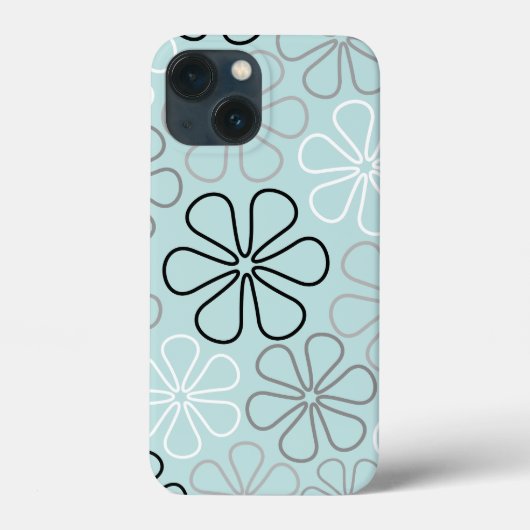 Abstracte grote bloemcontouren BWG + eendenei blau Case-Mate iPhone Case (Achterkant)