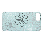 Abstracte grote bloemcontouren BWG + eendenei blau Case-Mate iPhone Case (Achterkant (Horizontaal))
