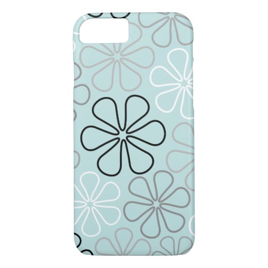 Abstracte grote bloemcontouren BWG + eendenei blau Case-Mate iPhone Case (Achterkant)