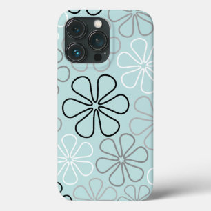 Abstracte grote bloemcontouren BWG + eendenei blau Case-Mate iPhone Case