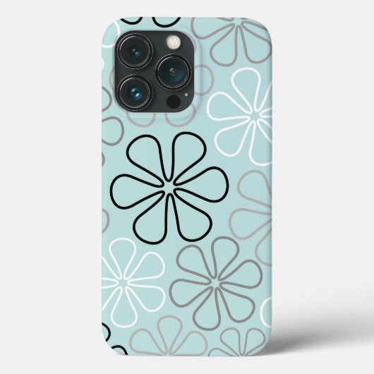Abstracte grote bloemcontouren BWG + eendenei blau Case-Mate iPhone Case (Achterkant)
