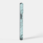 Abstracte grote bloemcontouren BWG + eendenei blau iPhone 15 Case (Rechterkant)