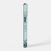 Abstracte grote bloemcontouren BWG + eendenei blau iPhone 15 Case (Rechterkant)