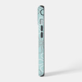 Abstracte grote bloemcontouren BWG + eendenei blau iPhone 15 Case (Linkerkant)