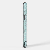 Abstracte grote bloemcontouren BWG + eendenei blau iPhone Hoesje (Rechterkant)