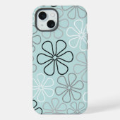 Abstracte grote bloemcontouren BWG + eendenei blau iPhone Hoesje (Achterkant)