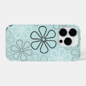 Abstracte grote bloemcontouren BWG + eendenei blau iPhone Hoesje (Achterkant horizontaal)