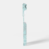 Abstracte grote bloemcontouren BWG + eendenei blau iPhone Hoesje (Linkerkant)