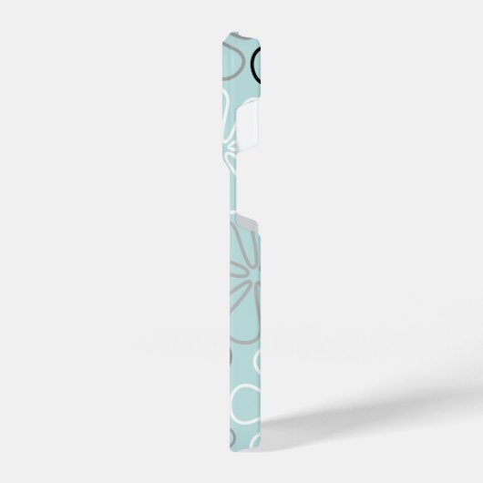 Abstracte grote bloemcontouren BWG + eendenei blau iPhone Hoesje (Linkerkant)