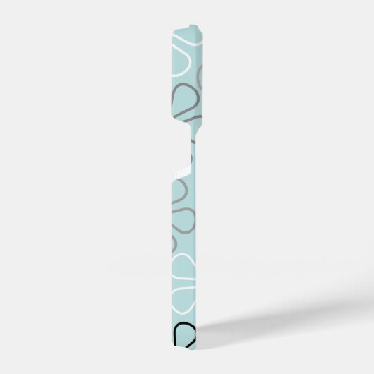 Abstracte grote bloemcontouren BWG + eendenei blau iPhone Hoesje (Rechterkant)