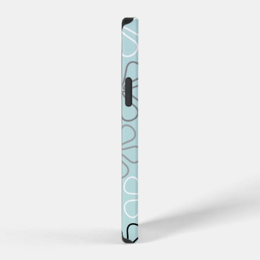 Abstracte grote bloemcontouren BWG + eendenei blau iPhone Hoesje (Rechterkant)