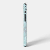 Abstracte grote bloemcontouren BWG + eendenei blau iPhone Hoesje (Linkerkant)