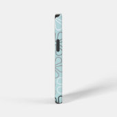 Abstracte grote bloemcontouren BWG + eendenei blau iPhone Hoesje (Rechterkant)