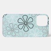 Abstracte grote bloemcontouren BWG + eendenei blau iPhone Hoesje (Achterkant horizontaal)