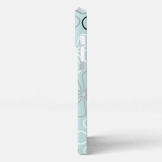 Abstracte grote bloemcontouren BWG + eendenei blau iPhone Hoesje (Linkerkant)