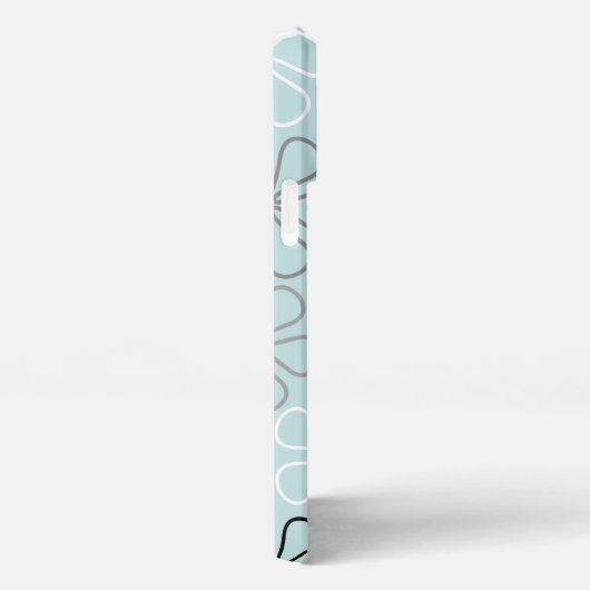 Abstracte grote bloemcontouren BWG + eendenei blau iPhone Hoesje (Rechterkant)