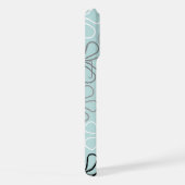 Abstracte grote bloemcontouren BWG + eendenei blau iPhone Hoesje (Rechterkant)