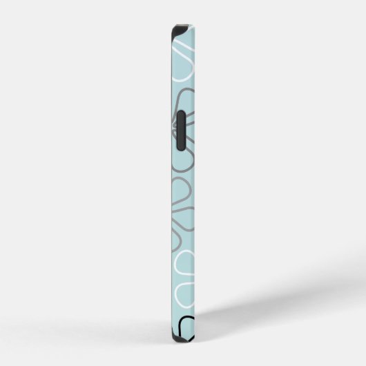 Abstracte grote bloemcontouren BWG + eendenei blau iPhone Hoesje (Rechterkant)