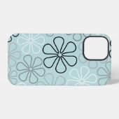 Abstracte grote bloemcontouren BWG + eendenei blau iPhone Hoesje (Achterkant horizontaal)