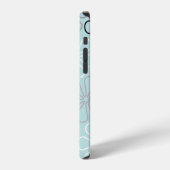 Abstracte grote bloemcontouren BWG + eendenei blau iPhone Hoesje (Linkerkant)