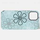 Abstracte grote bloemcontouren BWG + eendenei blau iPhone Hoesje (Achterkant horizontaal)
