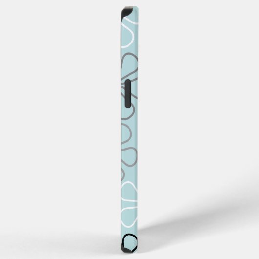 Abstracte grote bloemcontouren BWG + eendenei blau iPhone Hoesje (Rechterkant)