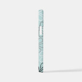 Abstracte grote bloemcontouren BWG + eendenei blau iPhone Hoesje (Rechterkant)