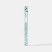 Abstracte grote bloemcontouren BWG + eendenei blau iPhone Hoesje (Linkerkant)