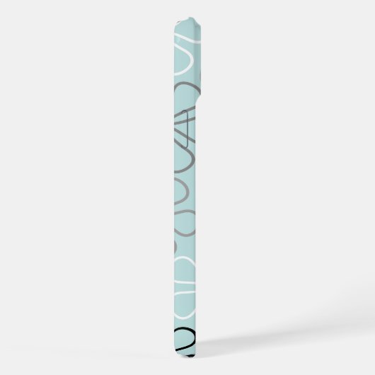 Abstracte grote bloemcontouren BWG + eendenei blau iPhone Hoesje (Rechterkant)