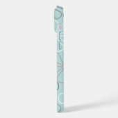 Abstracte grote bloemcontouren BWG + eendenei blau iPhone Hoesje (Linkerkant)