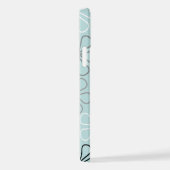 Abstracte grote bloemcontouren BWG + eendenei blau iPhone Hoesje (Rechterkant)