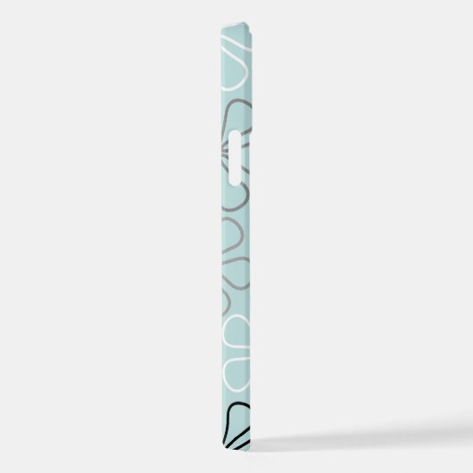 Abstracte grote bloemcontouren BWG + eendenei blau iPhone Hoesje (Rechterkant)