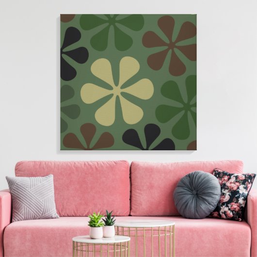 Abstracte grote bloemen camouflage canvas afdruk (Insitu (Woonkamer))