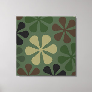 Abstracte grote bloemen camouflage canvas afdruk