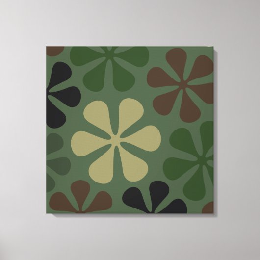 Abstracte grote bloemen camouflage canvas afdruk (Voorkant)