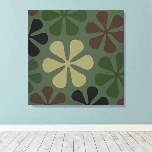 Abstracte grote bloemen camouflage canvas afdruk (Insitu (Houten vloer))