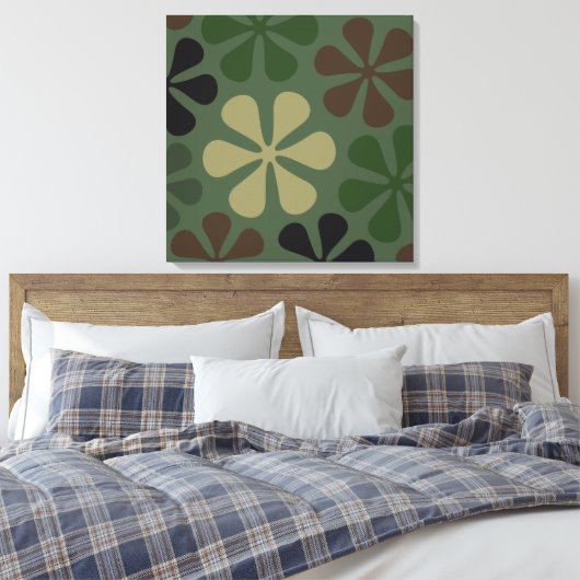 Abstracte grote bloemen camouflage canvas afdruk (Insitu (Slaapkamer))