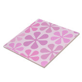 Abstracte grote bloemen pinks tegeltje (Zijkant)