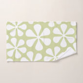 Abstracte Grote Bloemen Wit op Limoen Handdoek (Handdoek)