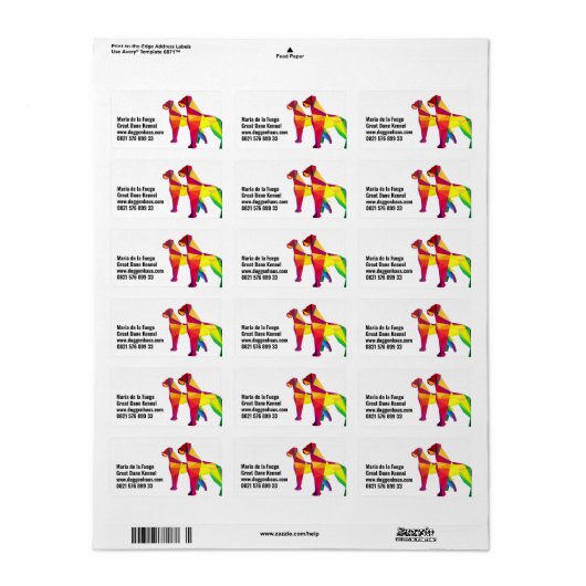 Abstracte grote hond Dogue de Bordeaux Etiket (Full Sheet)