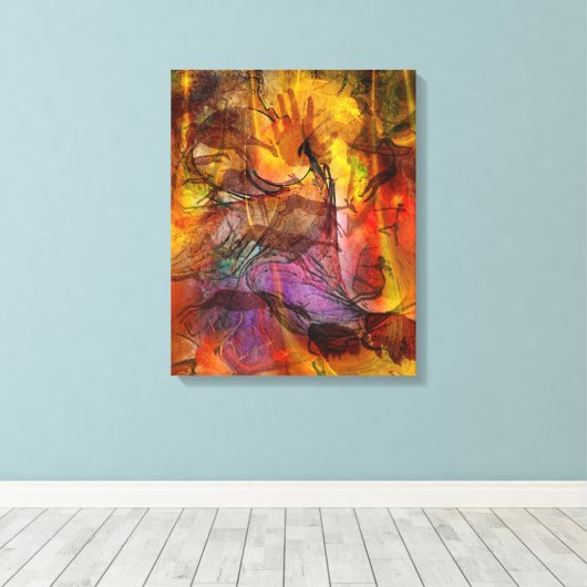 Abstracte grotschildering - rechthoekige canvas ku (Insitu (Houten vloer))