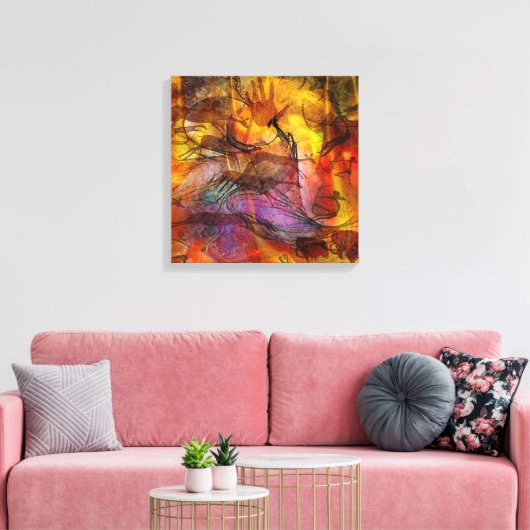 Abstracte grotschildering - Square Canvas Art (Insitu (Woonkamer))