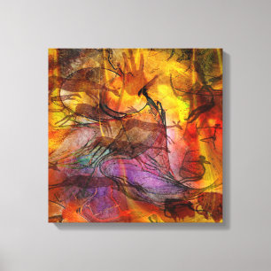 Abstracte grotschildering - Square Canvas Art Afdruk